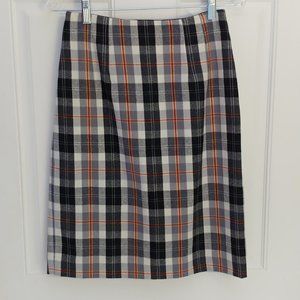 Vintage JG Hook 100% Wool Plaid Fully Lined Pencil Midi Skirt SZ 4